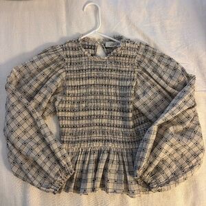THE GREAT Contessa Top – Cream/Black Check, Size 1, Excellent Condition